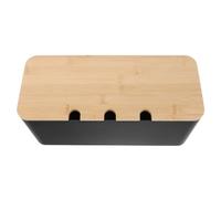 Alipis Childproof Bamboo Cable Management Box with Rounded Edges Stable Wood Construction for Power Strip Storage Side Openings for Cord Access Safe Socket Organizer for Home and Office