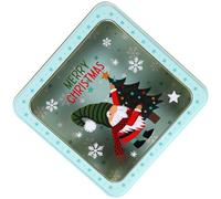 Alipis Christmas Candy Tinplate Box Lid, Square Cookie Storage Container, Decorative Xmas Treat Box Santa and Tree Design, Medium Size Tin Cookie Holder for Holiday