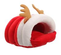 Alipis Christmas Deer Shape Warm Hamster House with Wear-resistant Pp Cotton Material and Easy to Clean Design, Suitable for Pigs and Hamsters in Winter