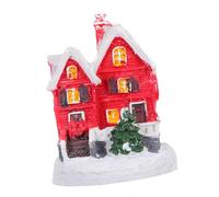 Alipis Christmas Resin Snow Village House Ornament Miniature Winter Decor for Fairy Garden Tabletop Holiday Decoration Red Snowy Cottage for Festive Micro Landscape