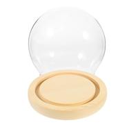 Alipis Clear Glass Cloche Dome with Wood Base for Eternal Flower Display Bell Jar Showcase for DIY Snow Globe Terrarium Preserved Plant and Miniature Model Decoration