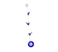 Alipis Colored Handmade Devil Eyes Wall Hanging Ornament with Three Swallows Blue Eye Pendant Protective Home Decoration for Luck and Blessing Alloy and Glazed Material