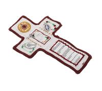 Alipis Compact Pocket Prayer Mat Elegant Needlework Design with Cross Shape, Lightweight Fabric and Metal Material, Resists Wear and Tear, for Daily Use and Travel for Men and Women