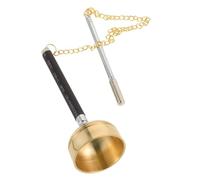 Alipis Copper-finished Instrument Buddhist Musical Instrument Temple Ritual Bell Chain Retractable Mallet Vintage Bell for Meditation Practice and Temple Use Music