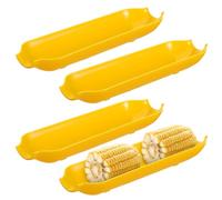 Alipis Corn Tray Set of 4 Plastic Corn Plate for Appetizers and Snacks Reusable on the Cob Dishes 8.46 in Serving Tray for Bbq Parties Dining Table