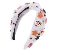 Alipis Creative Halloween Pearl Headband with Devil Pumpkin Shape, White Cloth and Plastic Material, Secures Hair Strands for Costume Balls and Parties