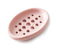 Alipis Creative Oval Shape Silicone Soap Dish Drainage for Bathroom and Kitchen Pink Soap Box for Shower Countertop and Bathtub and Keeps Dry