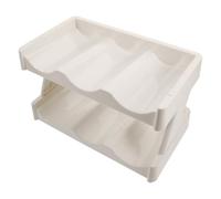 Alipis Cup Holder Water Bottle Holder Two-tier Plastic Beige for Tea Cups and Bottles Home Cabinet Storage Organizer Reduces Clutter Easy Access