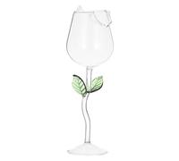 Alipis Delicate Rose Design Goblet Cocktail Glass for Wine Liquor and Juice Food Grade Crystal Glass with Transparent Green Leaf Accent Stylish Home Bar Drinkware for Parties and