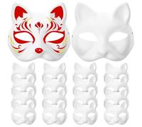 Alipis Diy Blank Cat Masks 20 Pack Unpainted White Paper Mache Masks for Halloween Festival Craft and Role Playing
