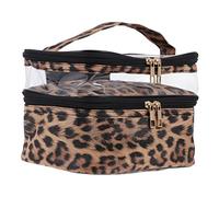 Alipis Double Layers Transparent PVC Makeup Bag Large Capacity Travel Toiletry Storage Pouch Lightweight Portable Cosmetic Organizer for Women