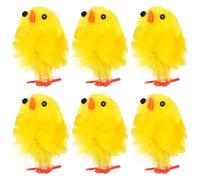 Alipis Easter Baby Chicks, Plastic Furry Mini Chicken Figurines, Tiny Chickens chick Stuffed Animal for Easter Party Tabletop Decoration, 6PCS