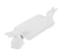 Alipis Easter Bunny Cake Stand Ceramic Rabbit Easter Decor Cupcake Stand Cake Plate for Party Wedding White