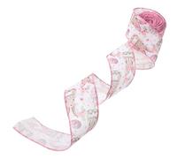 Alipis Easter Bunny Decorative Fabric Ribbon 6.3Cm Wide 10 Yards Vintage Cartoon Rabbit Ribbon for Wrapping DIY Wreaths and Spring Party Supplies