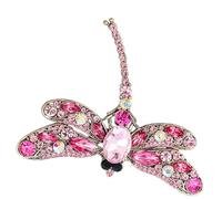 Alipis Elegant Dragonfly Brooch Pin with Rhinestones, Alloy Material, Pink Colour, for Decorating Scarves and Hats, Stylish Clothing Accessory for Women