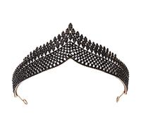Alipis Elegant Retro Black Alloy Tiara Wedding Crown with Glittering Rhinestone Embellishment Bridal Hair Accessory for Brides and Parties