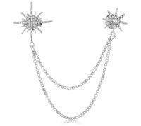 Alipis Elegant Rhinestone Star Brooch Pin with Dainty Chain, Silver Alloy Material, Comfortable and Adorned with Sparkling Rhinestones, Suit Accessory for Formal Dress and Wedding