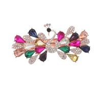 Alipis Elegant Vintage Rhinestone Peacock Hair Clip with Floral Design Non-slip Metal Barrette for Women Secure Spring Claw for Weddings Proms and Parties Hair Accessory