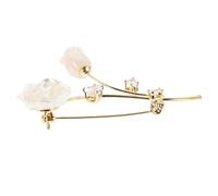 Alipis Elegant White Rose Wear-resistant Copper and Resin Material Brooch Lapel Pin with Sparkling Zircon Accents Stylish Floral Accessory for Weddings and Special Occasions for Women