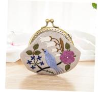 Alipis Embroidery Starter Kit for Beginners DIY Handmade Bird Style Coin Purse Clutch Bag with Wool Needle and Accessories for Women Craft Hobbies