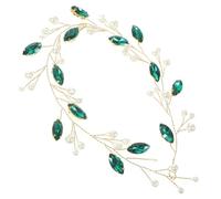 Alipis Emerald Green Pearl Headband Wedding Hair Accessory for Brides Handmade Bridal Headpiece Soft Chain Hairband for Wedding Hair Decoration