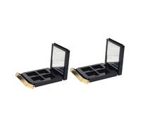 Alipis Empty Eyeshadow Palette Cosmetic Case with Mirror 2pcs Set Gold Trim Refillable Makeup Organizer Suitable for Travel and Daily Use