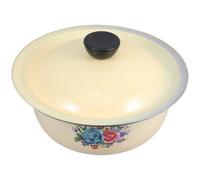 Alipis Enamel Mixing Bowl 18cm with Lid, Old Fashioned Retro Kitchen Use | Stainless Steel Enamel Build, Dustproof Cover, for Ingredients and Lard, Hotels and Restaurants