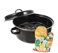 Alipis Enamel Roasting Pot with Lid High Temperature Resistant Kitchen Cookware for Daily Use Roaster for Roasted Sweet Potatoes Family Gatherings and Outdoor Cooking