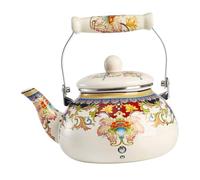 Alipis Enamel Tea Kettle Whistling Stovetop Teakettle for Gas Induction Cooker Food-Grade Ceramic Safe Boiling Pot with Retro Pattern Easy to Fill and Clean for Tea and Coffee Lovers