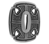Alipis Ergonomic Hand Protector Guard with Improved Balance, Silver Metal Wakizashi Tsuba Replacement Featuring Traditional Engraved Pattern for Martial Arts and Cultural Exhibitions
