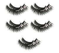 Alipis False Eyelashes Easy to Use 5 Pairs Synthetic Fiber Black with Decoration Create Day Or Nighttime Looks with Dramatic Volume for Daily Life and Dance Performance