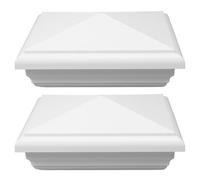 Alipis Fence Post Caps England Style PVC 2pcs White 4x4 Inch Square Pyramid Top Covers with Waterproof Finish Decorative Fence Railing End Caps for Garden Walkways