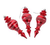 Alipis Finial Long Pointed Irregular Shape with 3pcs Red Plastic Shatterproof Ornament Handpainted Vibrant Finish, Easy to Hang Christmas for Window Display Large-scale Holiday
