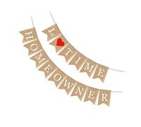 Alipis First Homeowner Burlap Garland Banner with Letter and Heart Printing Linen Fish Tail Bunting Flag for Homeowner Party Decoration Rustic Souvenir Photo Prop for Family Celebration