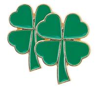 Alipis Four-leaf Symbol of Luck and Happiness Shamrock Brooch 2pcs Lapel Pin Green Alloy Decorative Jewelry Compact Elegant Style Holiday for Women for Party