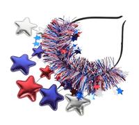 Alipis Fourth of July Independence Day Star Headband with Red White Blue Tri-color Five-pointed Stars, Patriotic July 4th Hair Accessory for Carnival and Cosplay
