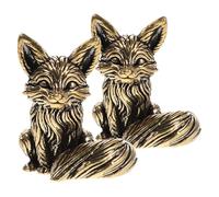 Alipis Fox Figurine Set Solid Brass Home Decor Miniature Desk Ornament Vintage Animal Statue Collectible Value