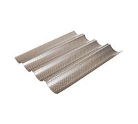 Alipis French Bread Baking Pan Non-Stick Four-Slot Rippled Baking Tray Household Kitchen for Oven Use Gold Color Multi-Function Bakeware for Fresh Baguette and French Stick