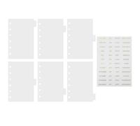 Alipis Frosted Pp 6-Hole Loose Leaf Binder Page Dividers with Detachable Tabs, A7 Notepad Index Separator for Office and School, Includes 7 Sheets with Gold Foil Sticker