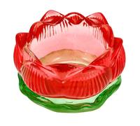 Alipis Glass Buddhist Bowl, Lotus Offering Plate, Lotus Flower Figurine, Tabletop Art Glass Bowl Centerpiece, for Temples Sacrifices Blessing Fruit Tray Red