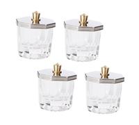 Alipis Glass Crystal Nail Art Cups on Mother's Day with Lids 4pcs Easy to Clean Octagonal Bowls Preventing Liquid Volatilization for Acrylic Liquid for Nail Art Products