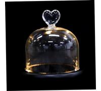 Alipis Glass Dome Cloche Bell Jar Display Glass Cover with LED Fairy Light and Wood Base for Tabletop Micro Landscape Keepsakes Dried Flowers Decorative Items Black