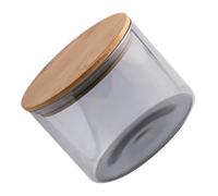 Alipis Glass Food Storage Sealed Jar with Wood Lid Airtight Candy and Dried Fruit Container Small Smoke Grey Canister for Kitchen Freshness and Moisture Protection