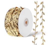 Alipis Glitter Finish Artificial Leaf Ribbon Garland Gold Fabric Vine for Wedding Invitation Accessories DIY Crafts Party Decorations Versatile Sturdy Trim for Floral Arrangements and