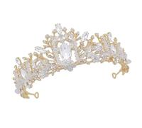 Alipis Gold Crystal Bridal Tiara Handmade Wedding Headband with Elegant Bride Hair Hoop Wedding Headwear for Brides and Bridal Jewelry