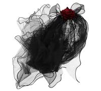 Alipis Gothic Black Rose Veil Headband Halloween Costume Accessories for Women Dead Bride Masquerade Cosplay Headdress Bachelorette Party