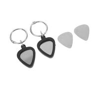 Alipis Guitar Pick Holder Keychain with 4 Stainless Steel Picks and 2 Large Triangle Silicone Plectrum Cases Black Music Instrument Accessory for Guitar Players