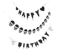 Alipis Halloween Ghost Skeleton Banner Garland Black Paper Hanging Decoration for Indoor Outdoor Parties Multipurpose Birthday Photo Backdrop and Wall Hanging Easy Setup Festival Decor