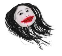 Alipis Halloween Scary Woman Mask Full Head Latex Long Hair Realistic for Haunted House Cosplay Party Accessories
