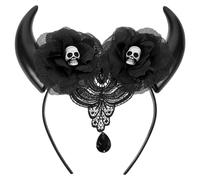 Alipis Halloween Skull Devil Horn Headband for Women, Lightweight Plastic and Fabric Material, Unique Design for Cosplay and Party Wear, Stylish Halloween Costume Accessory